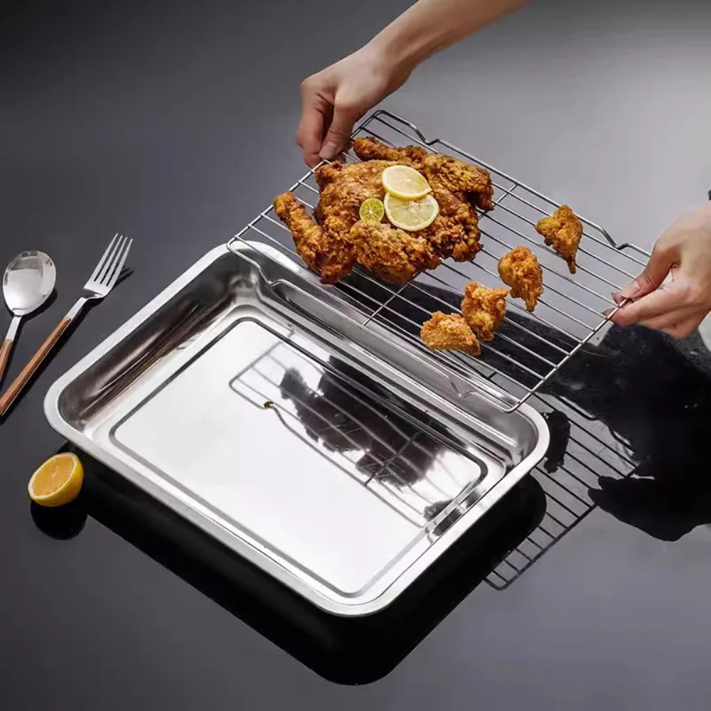 Kitchen Baking Tray Set - Nampan Panggang Stainless Steel dengan Rak