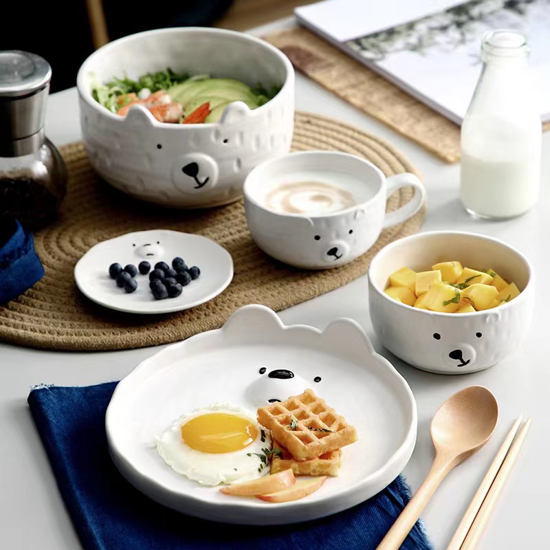 Cake Board Round - Mangkuk hewan lucu, Set piring makan