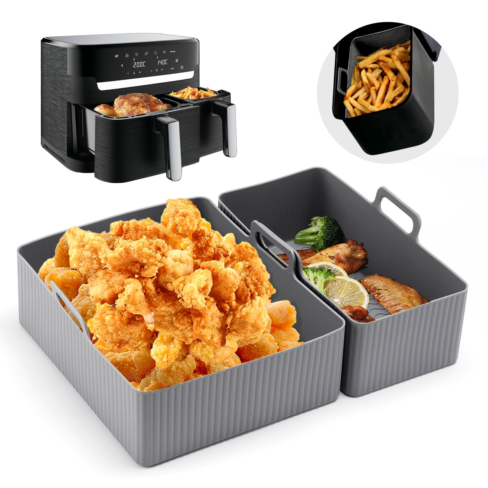 Kitchen Baking Tray Set - 2 buah Set alas penggorengan udara